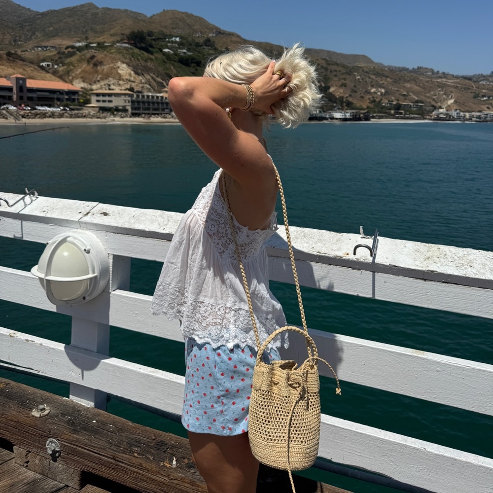 Sezane mini raffia bag